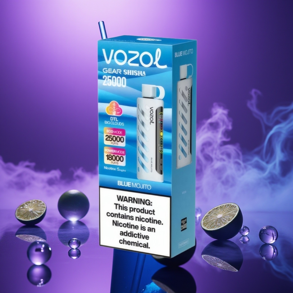 VOZOL Gear Shisha 25000 Puffs Vape Mojito Azul S.i.L.C Tech Dual Mesh 1000mAh 5mg/ml