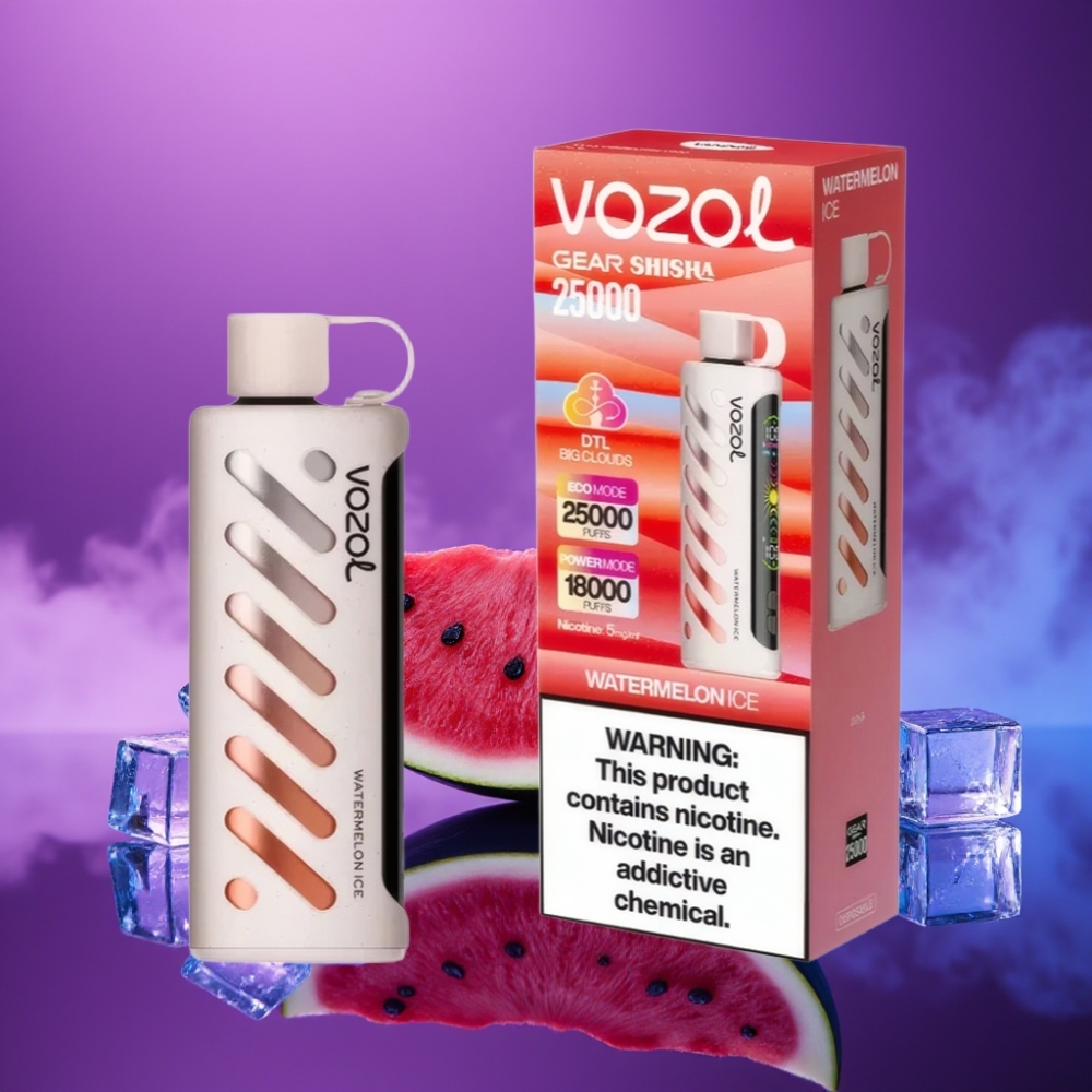 VOZOL Gear Shisha 25000 Puffs Vape Sandía Helada Dual Mesh S.i.L.C Tech 1000mAh 5mg/ml