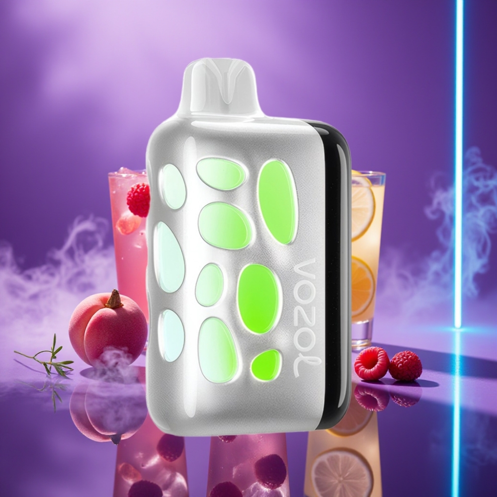 VOZOL RAVE 40000 Disposable Vape Melocotón Frambuesa Limonada 270° Glow Beat-Synced 80% Carga 20 Min Eclipse 1000mAh