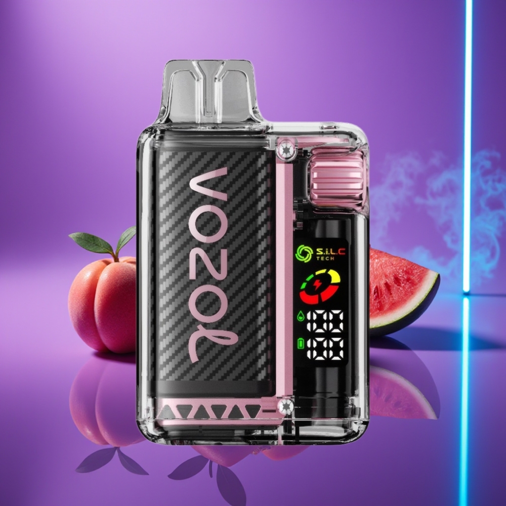 VOZOL Vista 20000 Puffs Vape Recargable 650mAh 2% Nicotina OLED S.i.L.C Tech Dual Mesh MCU 65% PCR MTL 6 Niveles Melocotón Mango Sandía